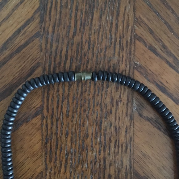 Wooden chunky large boho unique brown and black beaded vintage necklace - Picture 5 of 6